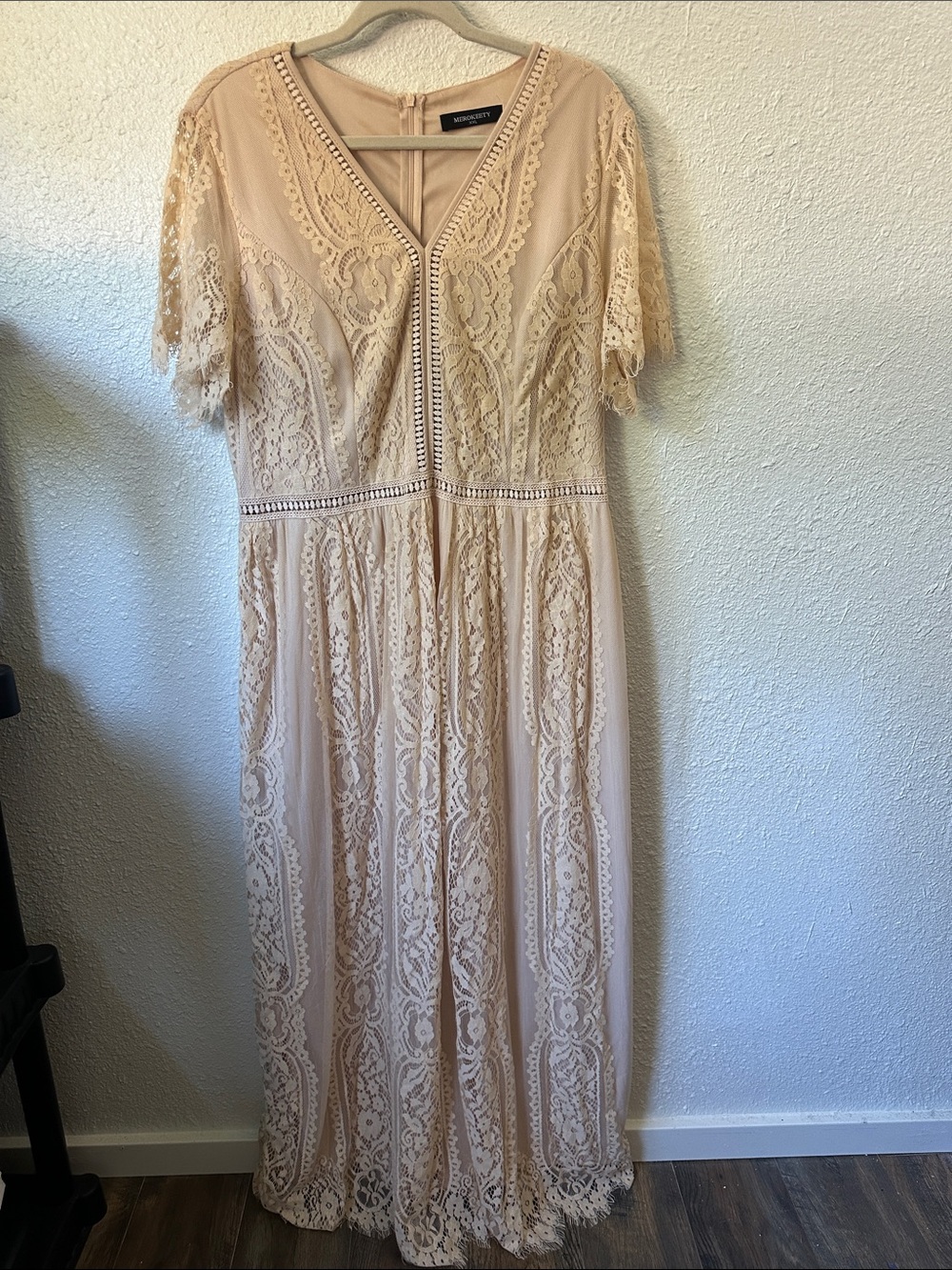 Lace Maxi Dress in Blush